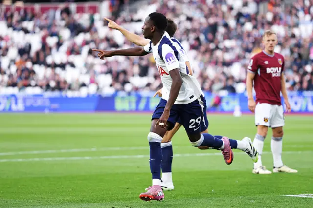 Pape Sarr of Tottenham Hotspur celebrates