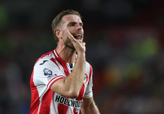 Brentford's Jordan Henderson reacts