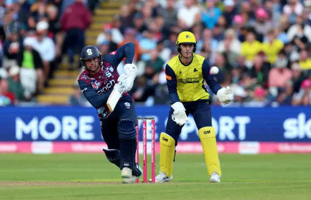 Northants' Justin Broad batting against Hampshire