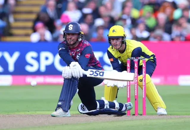 Justin Broad batting against Hampshire