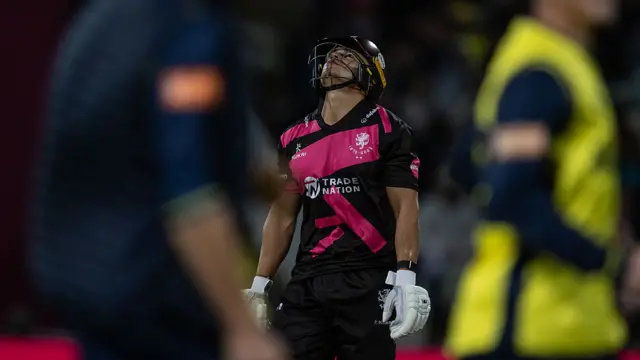 Will Smeed looks dejected after getting out