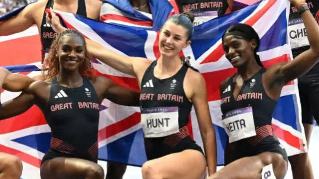 Dina Asher-Smith, Amy Hunt and Daryll Neita