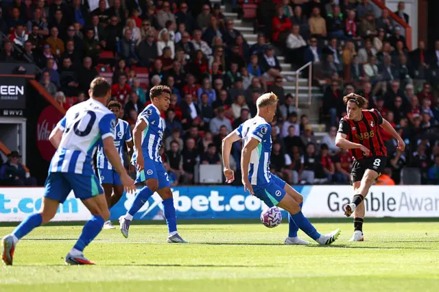 Alex Scott of AFC Bournemouth scores his team's first goal
