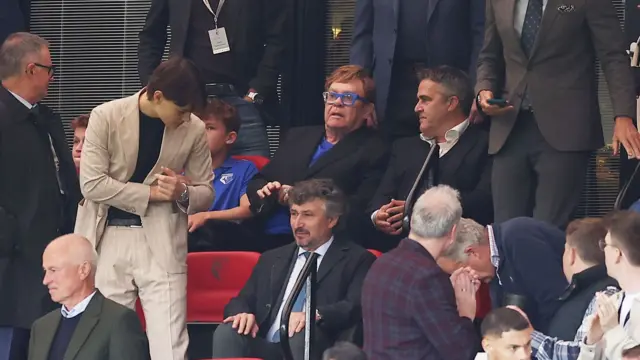 Sir Elton John in the stands at Vicarage Road