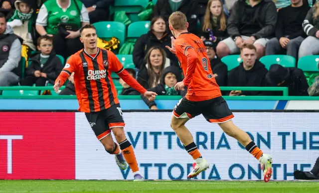 Dundee United's Zac Sapsford (right) celebrates with Ivan Dolcek