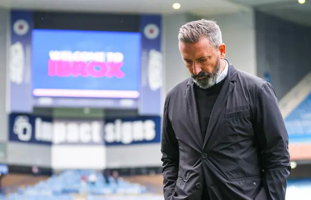 Hearts head coach Derek McInnes at Ibrox