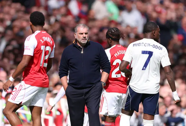 Ange Postecoglou the head coach / manager of Nottingham Forest during the Premier League match between Arsenal and Nottingham Forest at Emirates Stadium on September 13, 2025 in London, England.