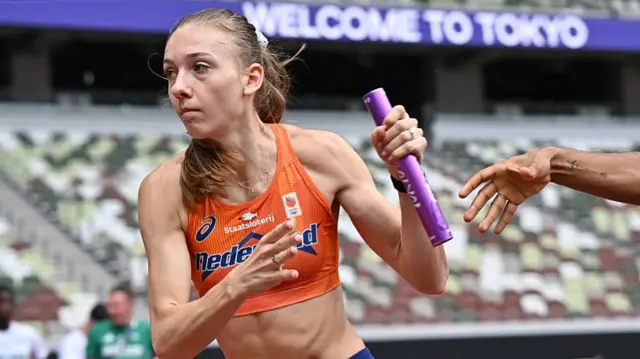 Femke Bol during an open training session