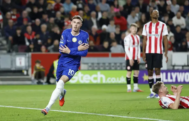 Chelsea's Cole Palmer celebrates scoring their first goal