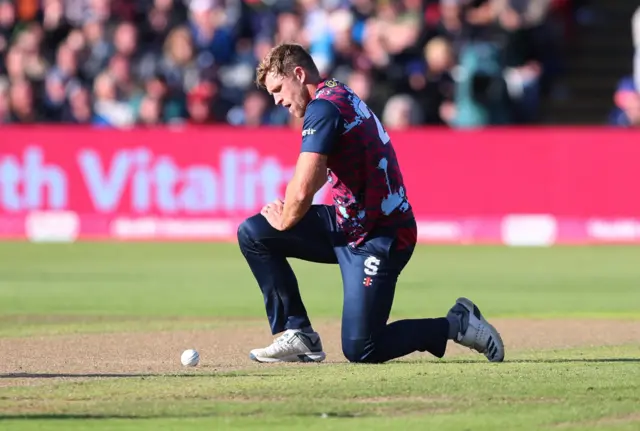 Northants captain David Willey in action