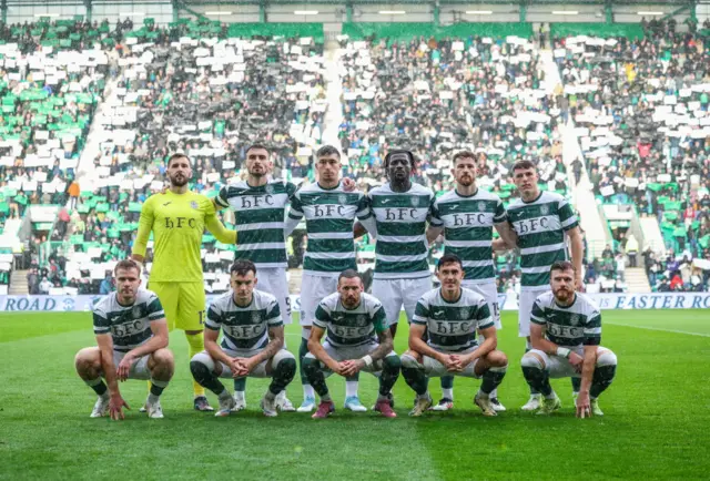 Hibs in their 150th anniversary kit