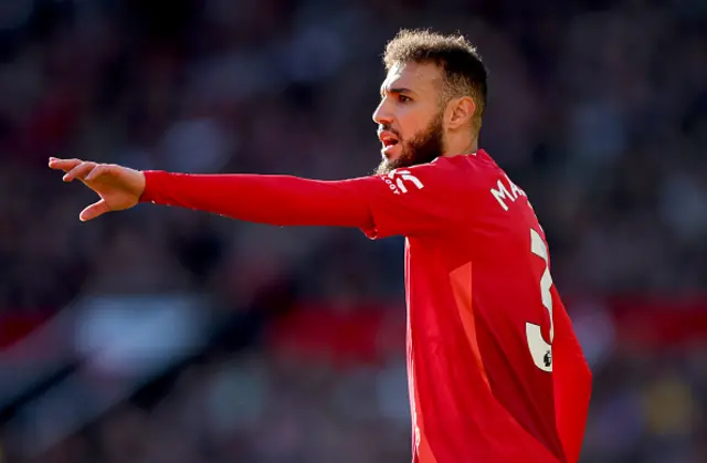 Noussair Mazraoui of Manchester United pointing