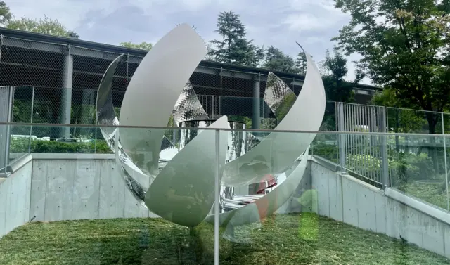 The Tokyo 2020 Olympic cauldron outside Japan's National Stadium