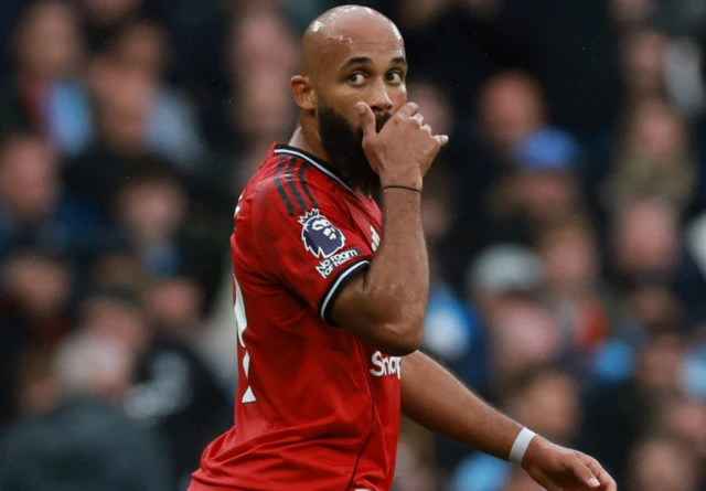 Manchester United's Bryan Mbeumo looks on