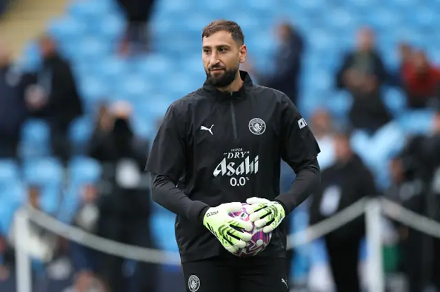 Gianluigi Donnarumma of Manchester City warms up