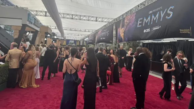 People on the Emmy Awards red carpet