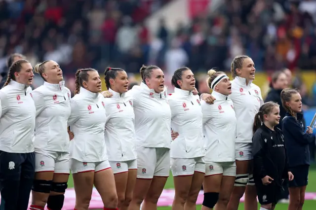 England line-up for the anthems