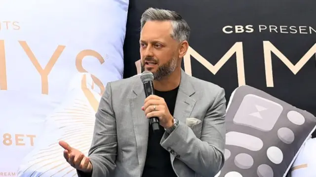 Nate Bargatze speaks at The 77th Emmy Awards Preview held at L.A. Live on September 11, 2025 in Los Angeles