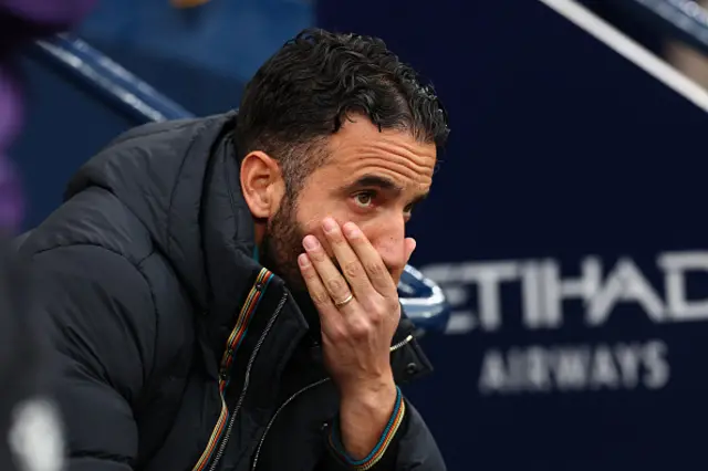 Manchester United Manager Ruben Amorim looks on