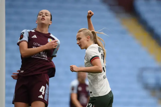 Aggie Beever-Jones of Chelsea celebrates after scoring her team's first goal