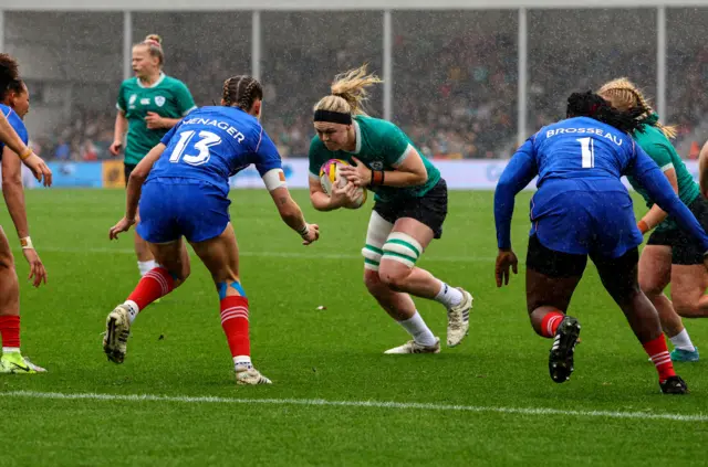 Sam Monaghan runs in a try that was later disallowed