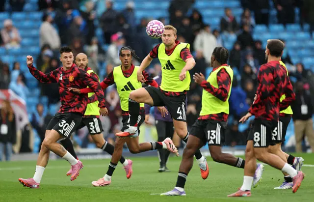 Matthijs de Ligt of Manchester United warms up