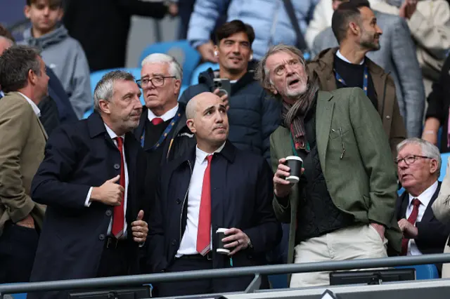 Jason Wilcox, Director of Football of Manchester United, Omar Berrada, CEO of Manchester United and Sir Jim Ratcliffe