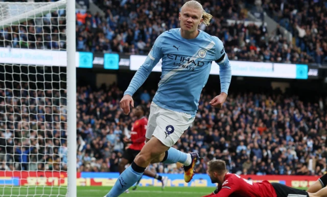 Manchester City's Erling Haaland celebrates