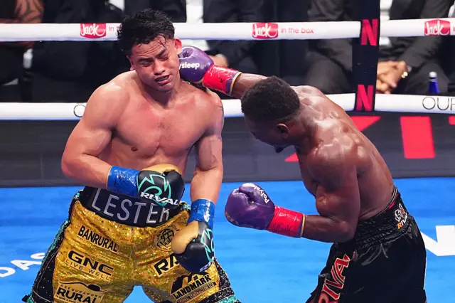 Lester Martinez is punched by Christian Mbilli