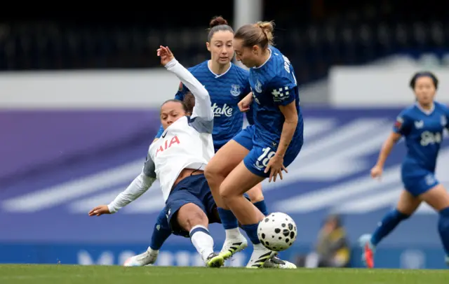 Tottenham Hotspur's Drew Spence in action with Everton's Ornella Vignola