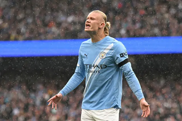 Erling Haaland reacts