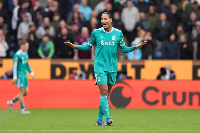 Virgil van Dijk of Liverpool reacts
