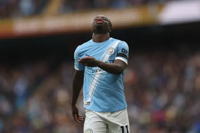Jeremy Doku of Manchester City reacts
