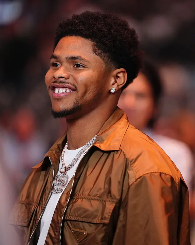 Shakur Stevenson smiles at ringside