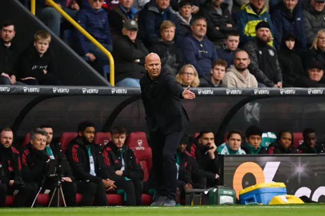 Arne Slot, Manager of Liverpool, reacts