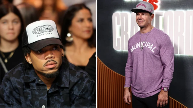 Split image of Chance the Rapper and Mark Whalberg
