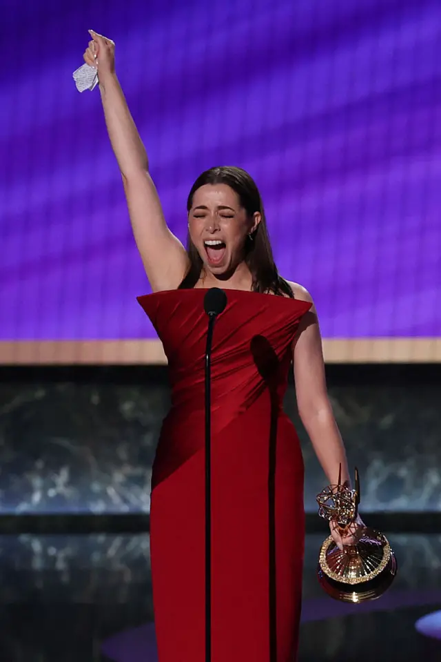 US actress Cristin Milioti accepts the lead Outstanding Lead Actress in a Limited or Anthology Series or Movie award for "The Penguin"
