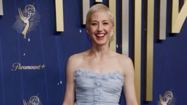 Carrie Coon arrives for the 77th annual Emmy Awards ceremony held at the Peacock Theater in Los Angeles, California,