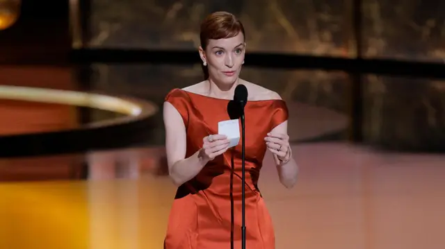 Britt Lower accepts the award for Lead Actress in a Drama Series for "Severance" at