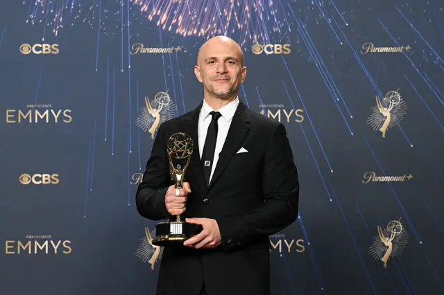 Adam Randall poses with the Outstanding Directing for a Drama Series award for "Slow Horses"