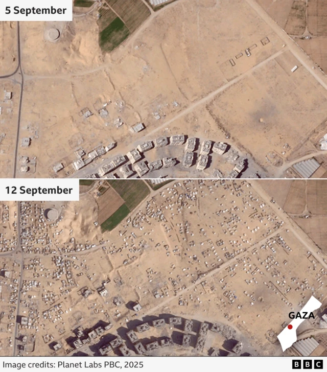 A comparison of satellite images on 9 September and 15 September