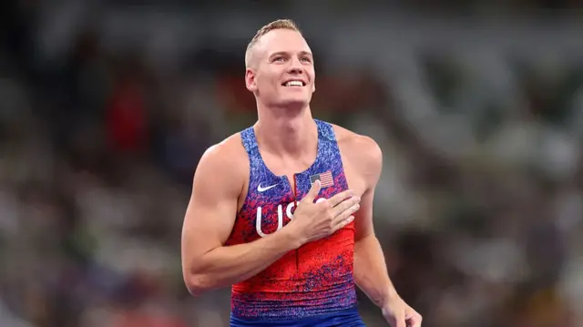 Sam Kendricks celebrates
