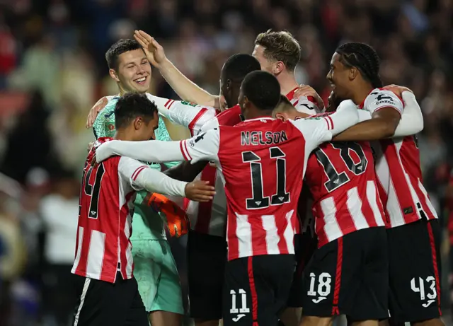 Brentford players celebrate