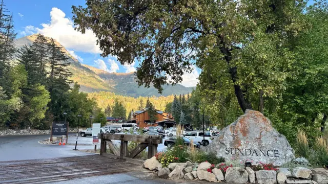 A picture of mountains outside the Sundance Resort is seen in daylight