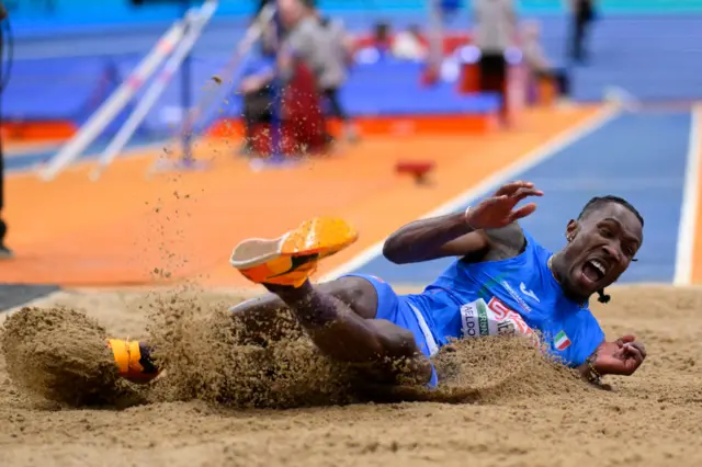 Italy's Andy Diaz Hernandez competes during the men triple jump fina