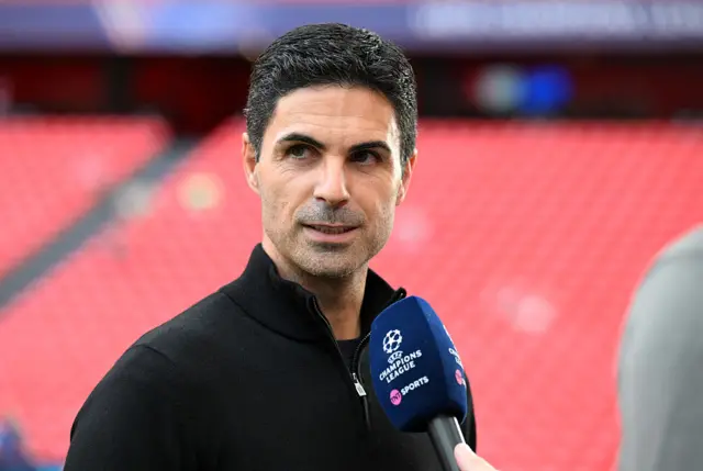 Mikel Arteta, Manager of Arsenal, speaks to the media prior to the UEFA Champions League 2025/26 League Phase MD1 match between Athletic Club and Arsenal FC at Estadio de San Mames on September 16, 2025 in Bilbao, Spain.