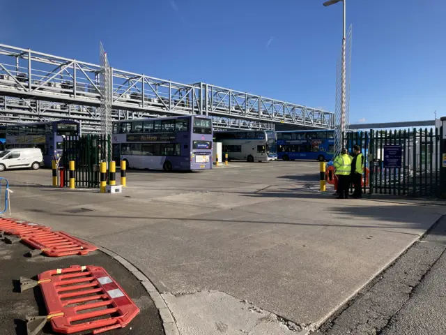 Another view of buses lined up in Hengrove depot