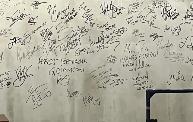 Wall of medallists signatures at the World Championships
