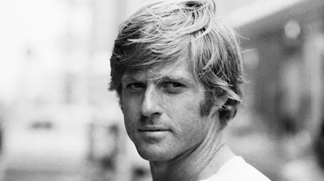 Robert Redford is seen in black and white picture