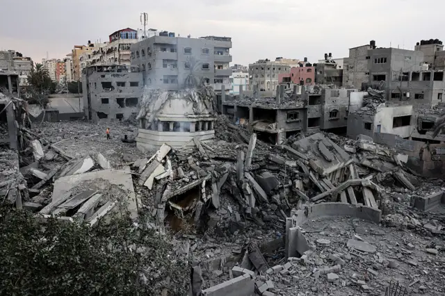 A destroyed mosque.